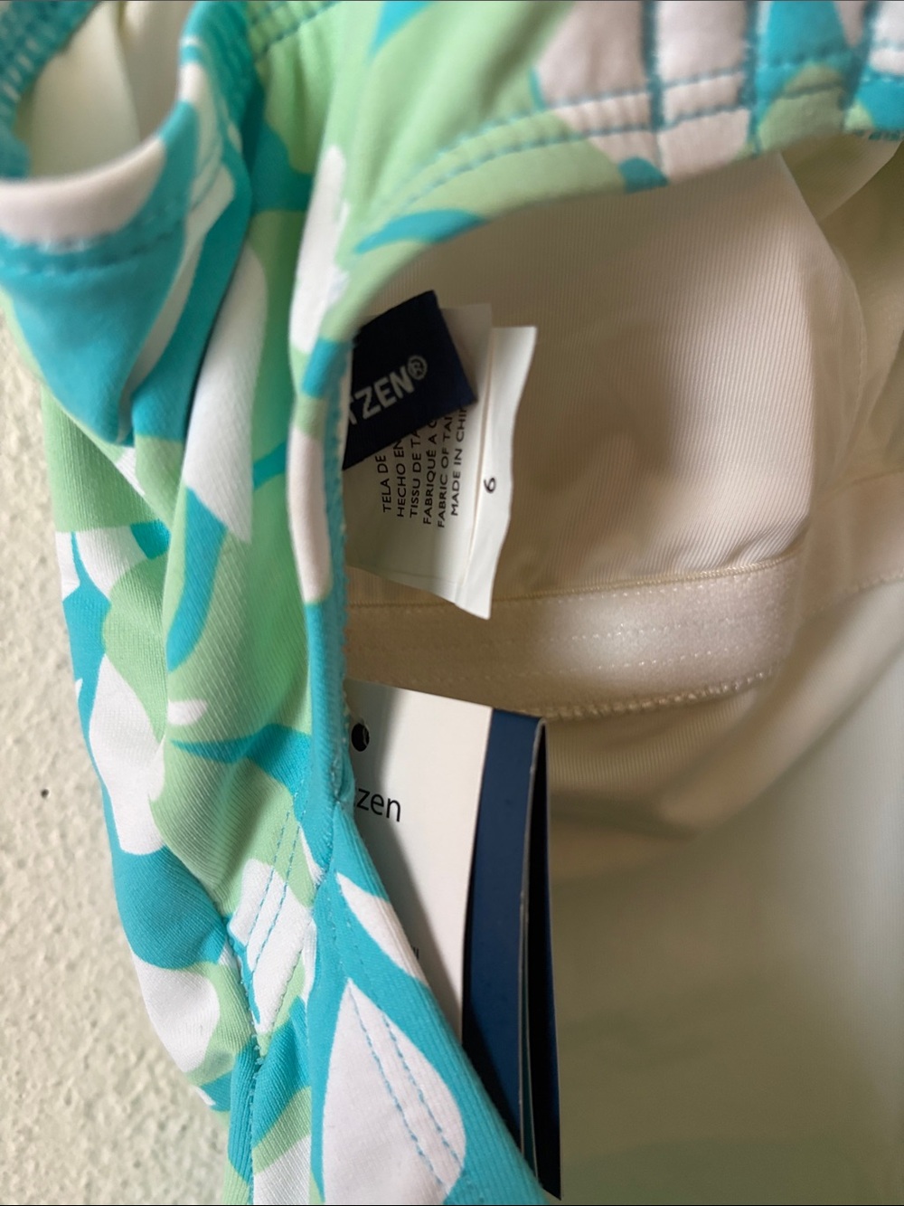 Jantzen Aqua and Light Green Floral One-Piece Swimsuit - Picture 8 of 10